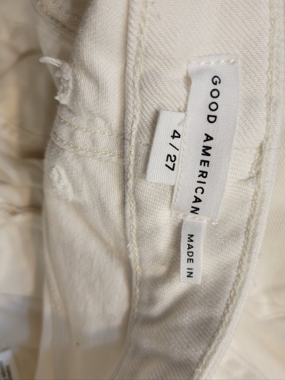 Good American White/ Ivory Denim Midi Skirt Front Slit - Picture 8 of 9